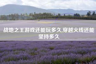 战地之王游戏还能玩多久,穿越火线还能坚持多久