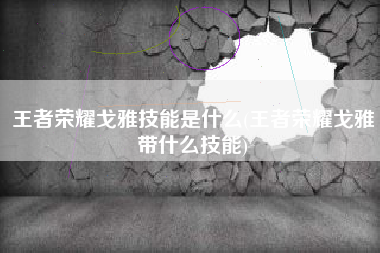 王者荣耀戈雅技能是什么(王者荣耀戈雅带什么技能)