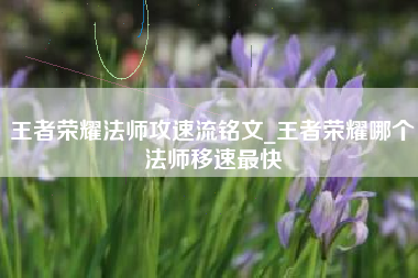 王者荣耀法师攻速流铭文_王者荣耀哪个法师移速最快