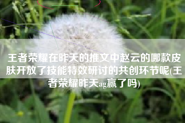 王者荣耀在昨天的推文中赵云的哪款皮肤开放了技能特效研讨的共创环节呢(王者荣耀昨天ag赢了吗)