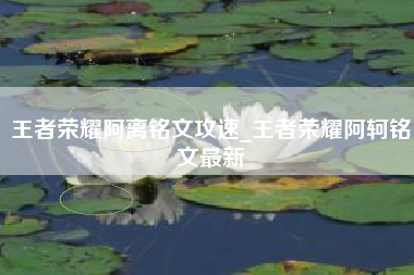 王者荣耀阿离铭文攻速_王者荣耀阿轲铭文最新