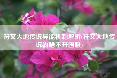 符文大地传说异能机制解析(符文大地传说为啥不开国服)