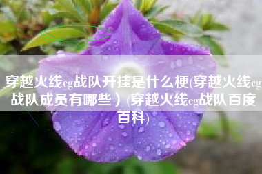 穿越火线cg战队开挂是什么梗(穿越火线cg战队成员有哪些）(穿越火线cg战队百度百科)