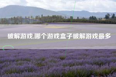 破解游戏,哪个游戏盒子破解游戏最多