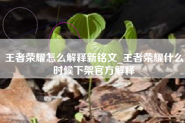 王者荣耀怎么解释新铭文_王者荣耀什么时候下架官方解释