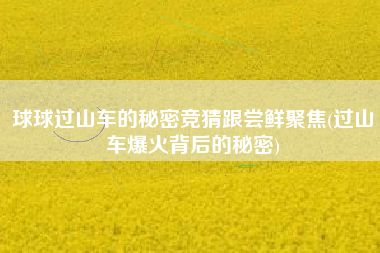 球球过山车的秘密竞猜跟尝鲜聚焦(过山车爆火背后的秘密)