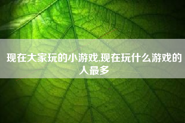 现在大家玩的小游戏,现在玩什么游戏的人最多