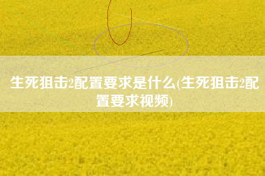 生死狙击2配置要求是什么(生死狙击2配置要求视频)