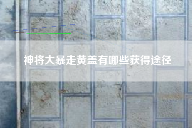 神将大暴走黄盖有哪些获得途径