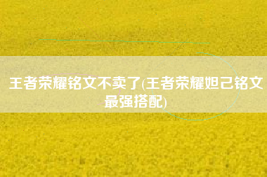 王者荣耀铭文不卖了(王者荣耀妲己铭文最强搭配)