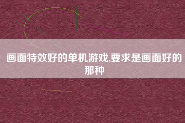 画面特效好的单机游戏,要求是画面好的那种