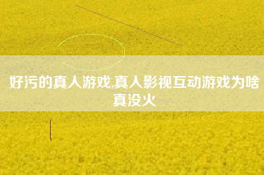 好污的真人游戏,真人影视互动游戏为啥真没火
