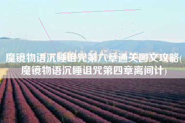 魔镜物语沉睡诅咒第六章通关图文攻略(魔镜物语沉睡诅咒第四章离间计)