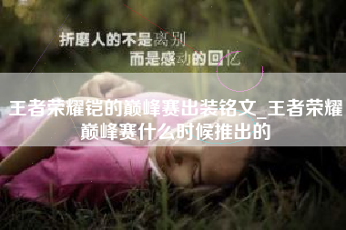 王者荣耀铠的巅峰赛出装铭文_王者荣耀巅峰赛什么时候推出的