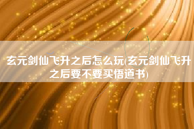玄元剑仙飞升之后怎么玩(玄元剑仙飞升之后要不要买悟道书)