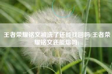 王者荣耀铭文被洗了还能找回吗(王者荣耀铭文还能熔吗)