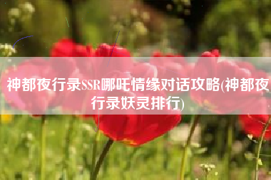 神都夜行录SSR哪吒情缘对话攻略(神都夜行录妖灵排行)