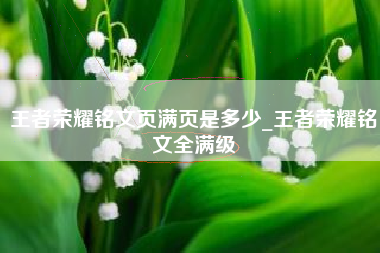 王者荣耀铭文页满页是多少_王者荣耀铭文全满级