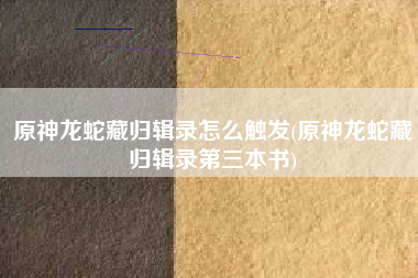 原神龙蛇藏归辑录怎么触发(原神龙蛇藏归辑录第三本书)