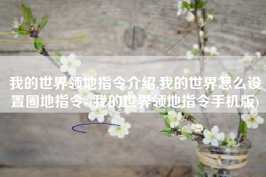 我的世界领地指令介绍,我的世界怎么设置圈地指令-(我的世界领地指令手机版)