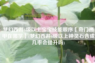 梦幻西游6级以上宝宝技能顺序【奇门遁甲在哪学】(梦幻西游6级以上钟灵石合成几率会提升吗)