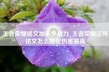 王者荣耀铭文加多少战力_王者荣耀法师铭文怎么搭配伤害最高