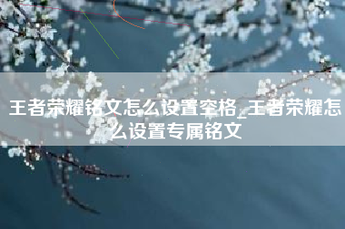 王者荣耀铭文怎么设置空格_王者荣耀怎么设置专属铭文