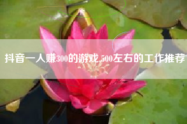 抖音一人赚300的游戏,500左右的工作推荐