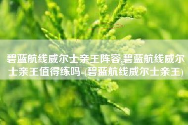 碧蓝航线威尔士亲王阵容,碧蓝航线威尔士亲王值得练吗-(碧蓝航线威尔士亲王)