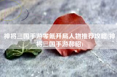 神将三国手游零氪开局人物推荐攻略(神将三国手游郝昭)