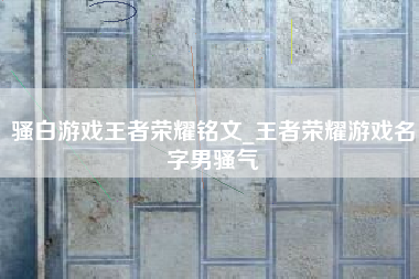 骚白游戏王者荣耀铭文_王者荣耀游戏名字男骚气