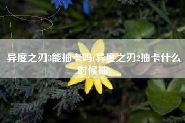 异度之刃3能抽卡吗(异度之刃2抽卡什么时候抽)