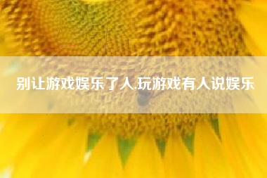 别让游戏娱乐了人,玩游戏有人说娱乐