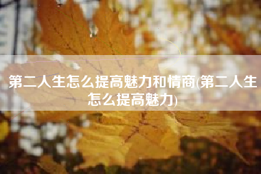 第二人生怎么提高魅力和情商(第二人生怎么提高魅力)