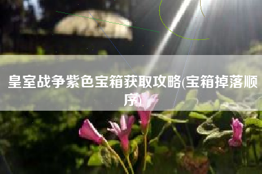 皇室战争紫色宝箱获取攻略(宝箱掉落顺序)