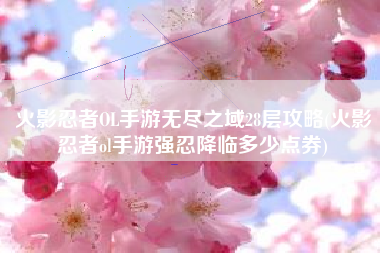 火影忍者OL手游无尽之域28层攻略(火影忍者ol手游强忍降临多少点券)