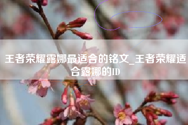 王者荣耀露娜最适合的铭文_王者荣耀适合露娜的ID
