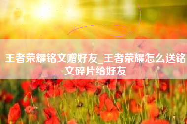 王者荣耀铭文赠好友_王者荣耀怎么送铭文碎片给好友