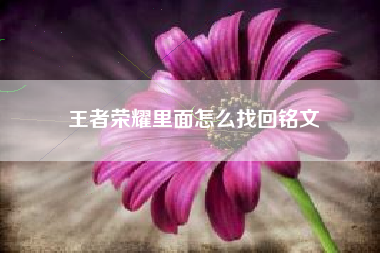 王者荣耀里面怎么找回铭文