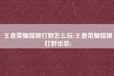 王者荣耀嫦娥打野怎么玩(王者荣耀嫦娥打野出装)