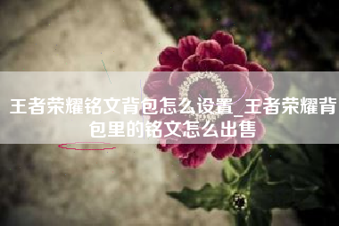 王者荣耀铭文背包怎么设置_王者荣耀背包里的铭文怎么出售