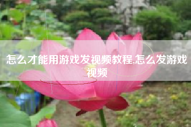 怎么才能用游戏发视频教程,怎么发游戏视频