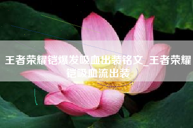 王者荣耀铠爆发吸血出装铭文_王者荣耀铠吸血流出装