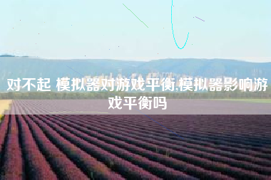 对不起 模拟器对游戏平衡,模拟器影响游戏平衡吗