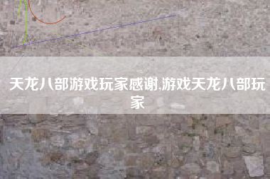 天龙八部游戏玩家感谢,游戏天龙八部玩家