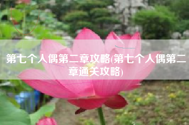 第七个人偶第二章攻略(第七个人偶第二章通关攻略)
