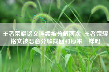 王者荣耀铭文连续被分解两次_王者荣耀铭文被恶意分解找回和原来一样吗