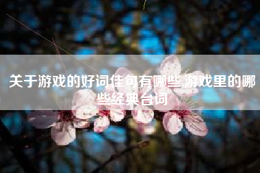 关于游戏的好词佳句有哪些,游戏里的哪些经典台词