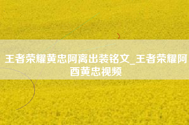 王者荣耀黄忠阿离出装铭文_王者荣耀阿酉黄忠视频