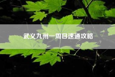 武义九州一周目速通攻略